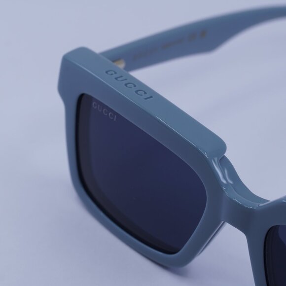 Gucci GG1543S 003 Sunglasses Blue Square Frame, Transparent with Clip-On Lenses - Picture 10 of 12